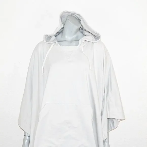 Jenni Kayne Light Gray Hoodie Poncho cape sweatshirt women's OS Kangaroo pocket - Picture 8 of 12